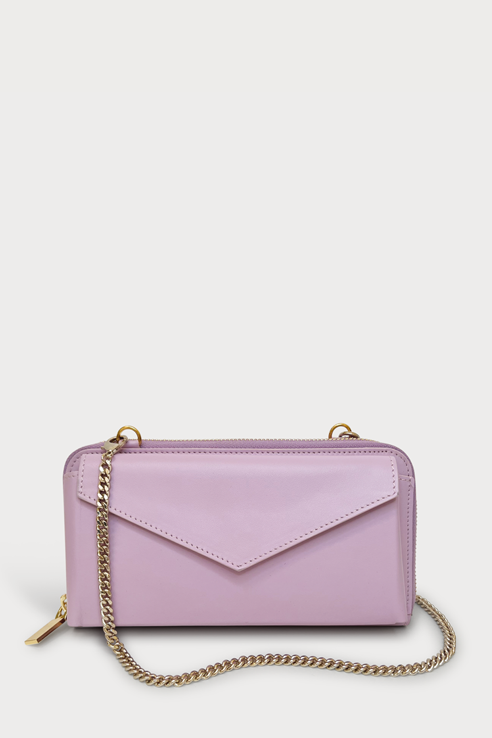 Mel Boteri | 'Himani' Wallet Clutch Bag With Detachable Cross-Body Strap | lilla leather | front view