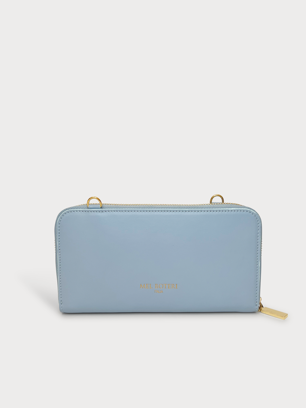 Mel Boteri | 'Himani' Wallet Clutch Bag With Detachable Cross-Body Strap | cielo leather | back view