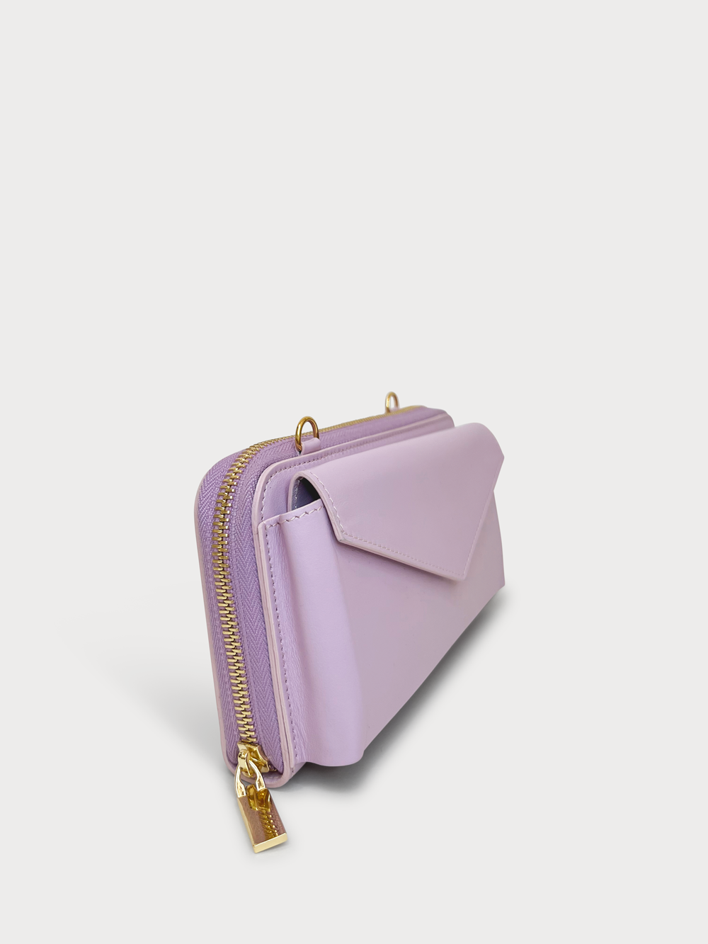 Mel Boteri | 'Himani' Wallet Clutch Bag With Detachable Cross-Body Strap | lilla leather | side view
