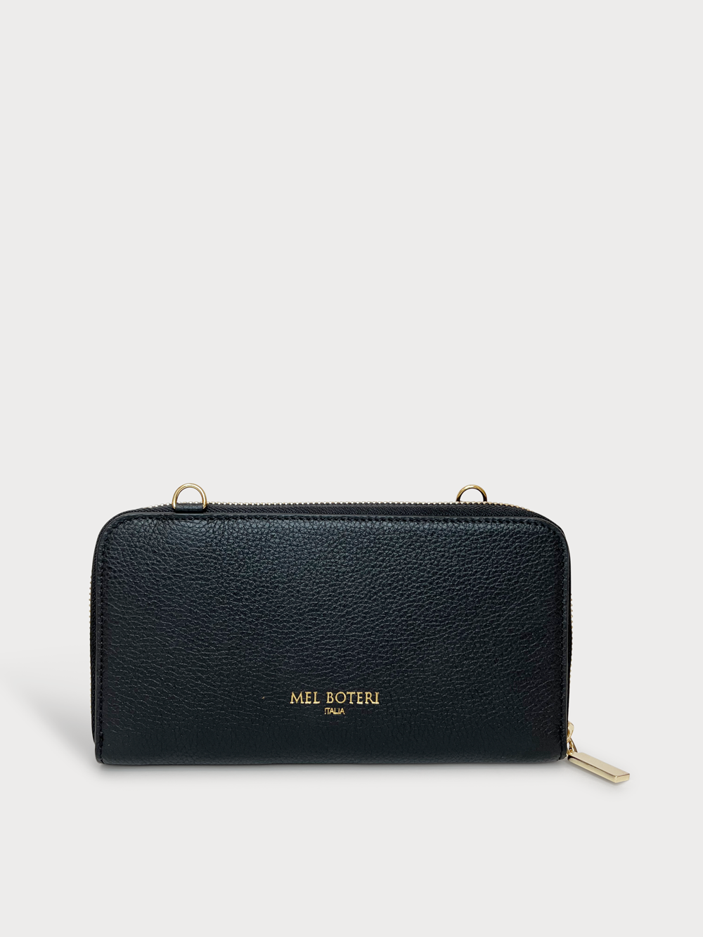 Mel Boteri | 'Himani' Wallet Clutch Bag With Detachable Cross-Body Strap | nero leather | back view