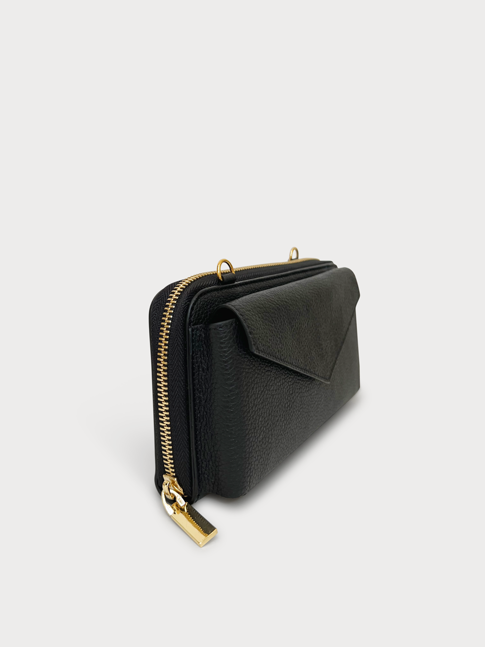 Mel Boteri | 'Himani' Wallet Clutch Bag With Detachable Cross-Body Strap | nero leather | side view