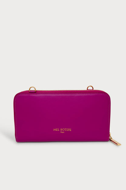 Mel Boteri | 'Himani' Wallet Clutch Bag With Detachable Cross-Body Strap | chrysanthemum leather | Back View