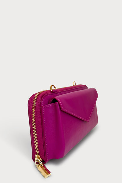 Mel Boteri | 'Himani' Wallet Clutch Bag With Detachable Cross-Body Strap | chrysanthemum leather | Side View